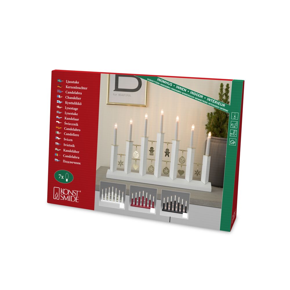 White Candlestick, 7 Bulbs