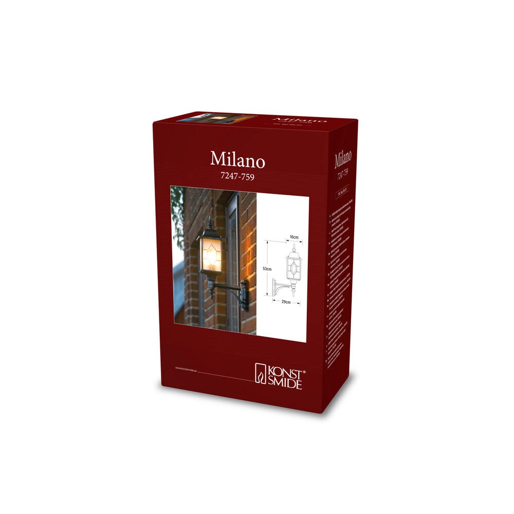 Milano vägglykta upp E27