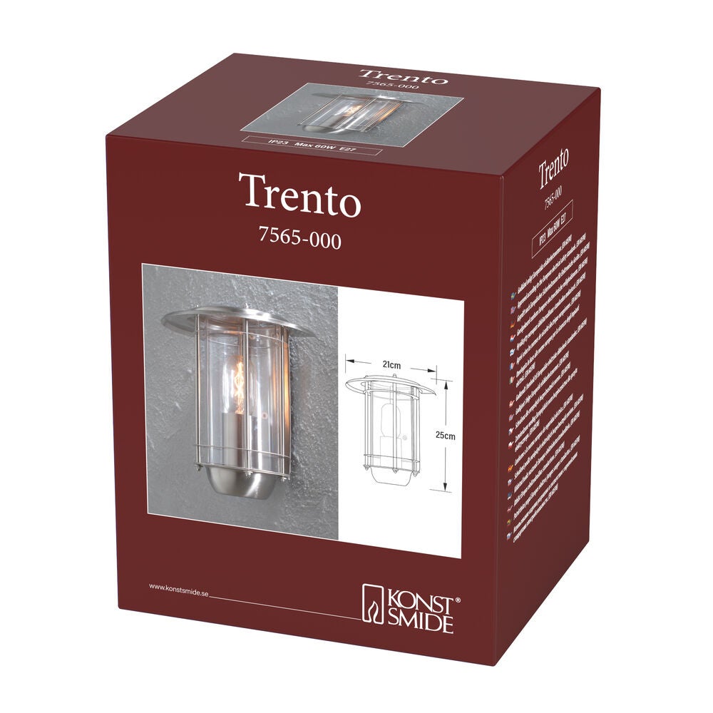 Trento väggplafond E27 rostfri