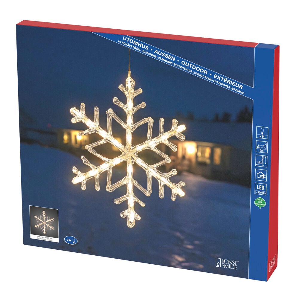 Snöflinga 40cm 24 varmvit LED