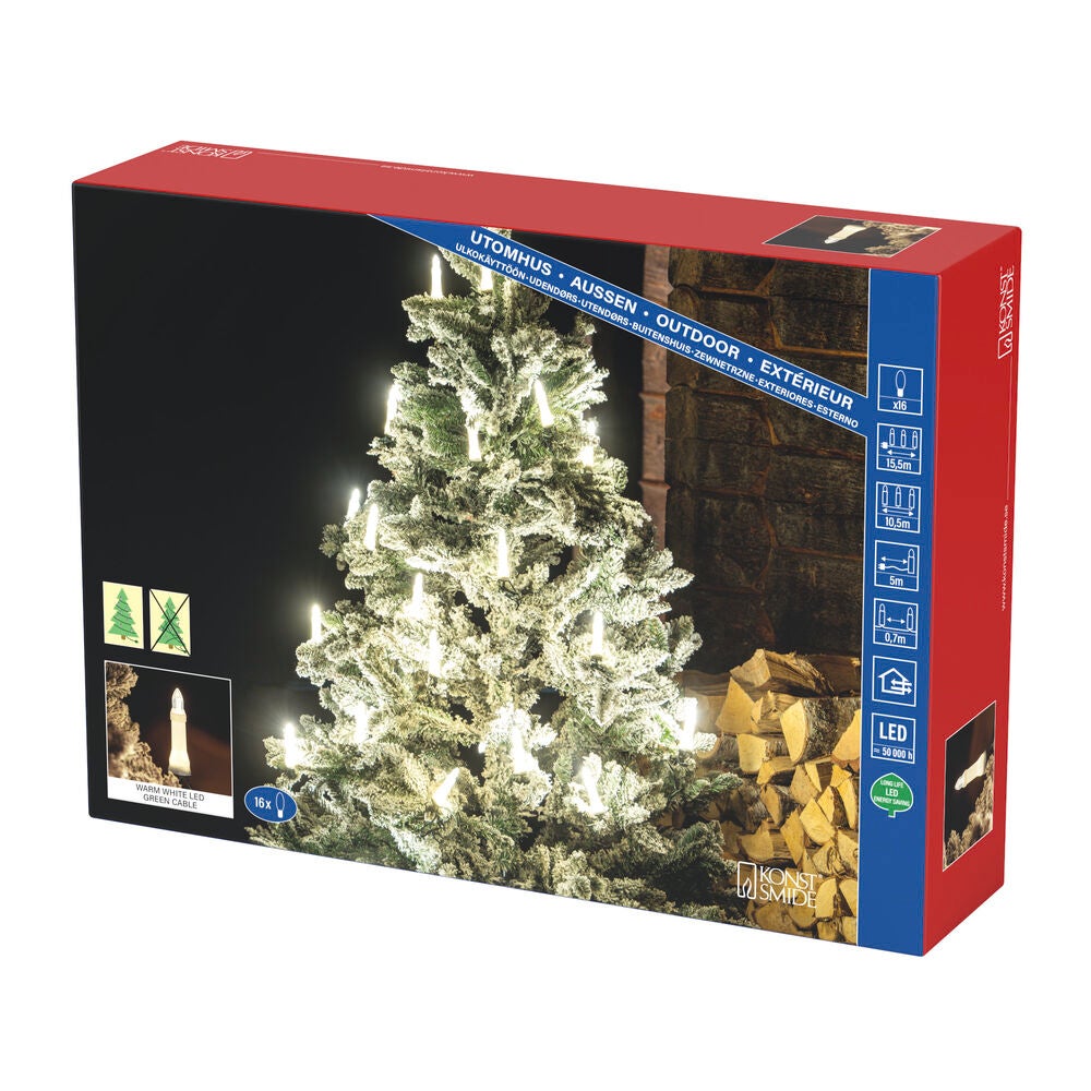 Julgransbelysning 16 LED ute