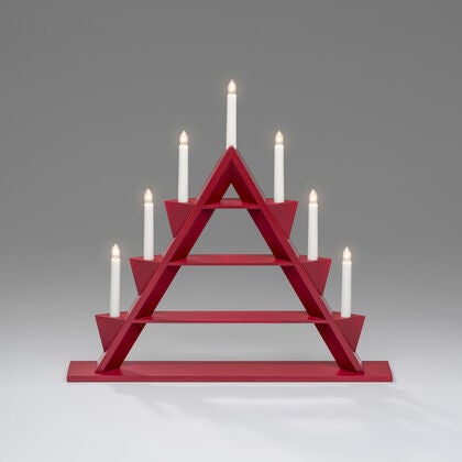 Elljusstake 7 lj trä röd