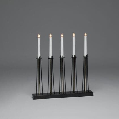 5 Bulb Metal C/Stick Blk/Brass