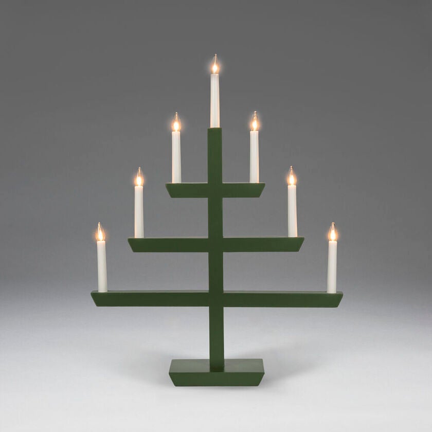 Träljusstake 7 lampor Grön 