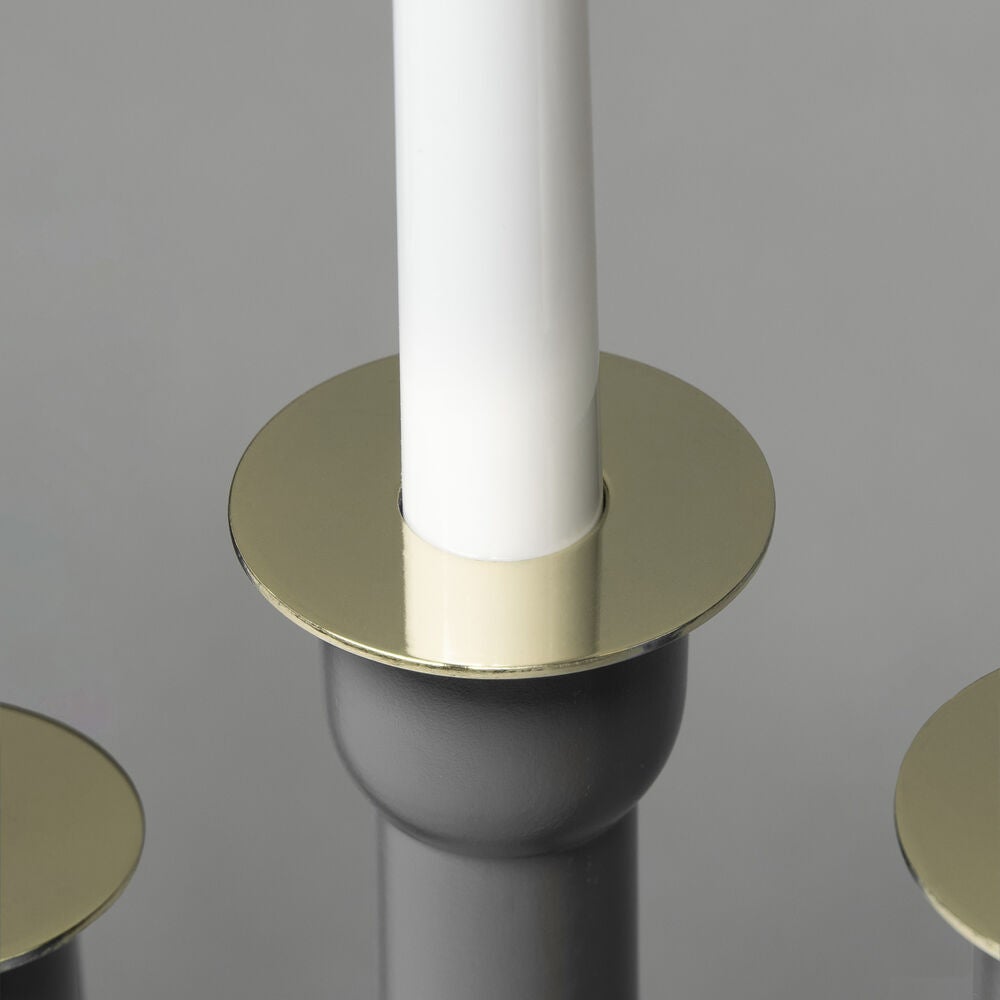 Candlestick wood 4 bulbs grey