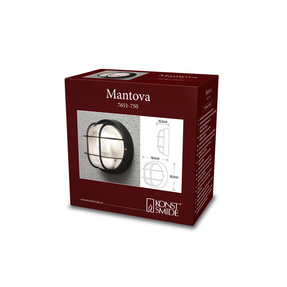 Mantova vägglykta E27 svart