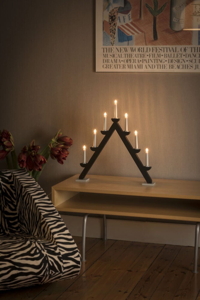 Candlestick wood 7bulbs, green