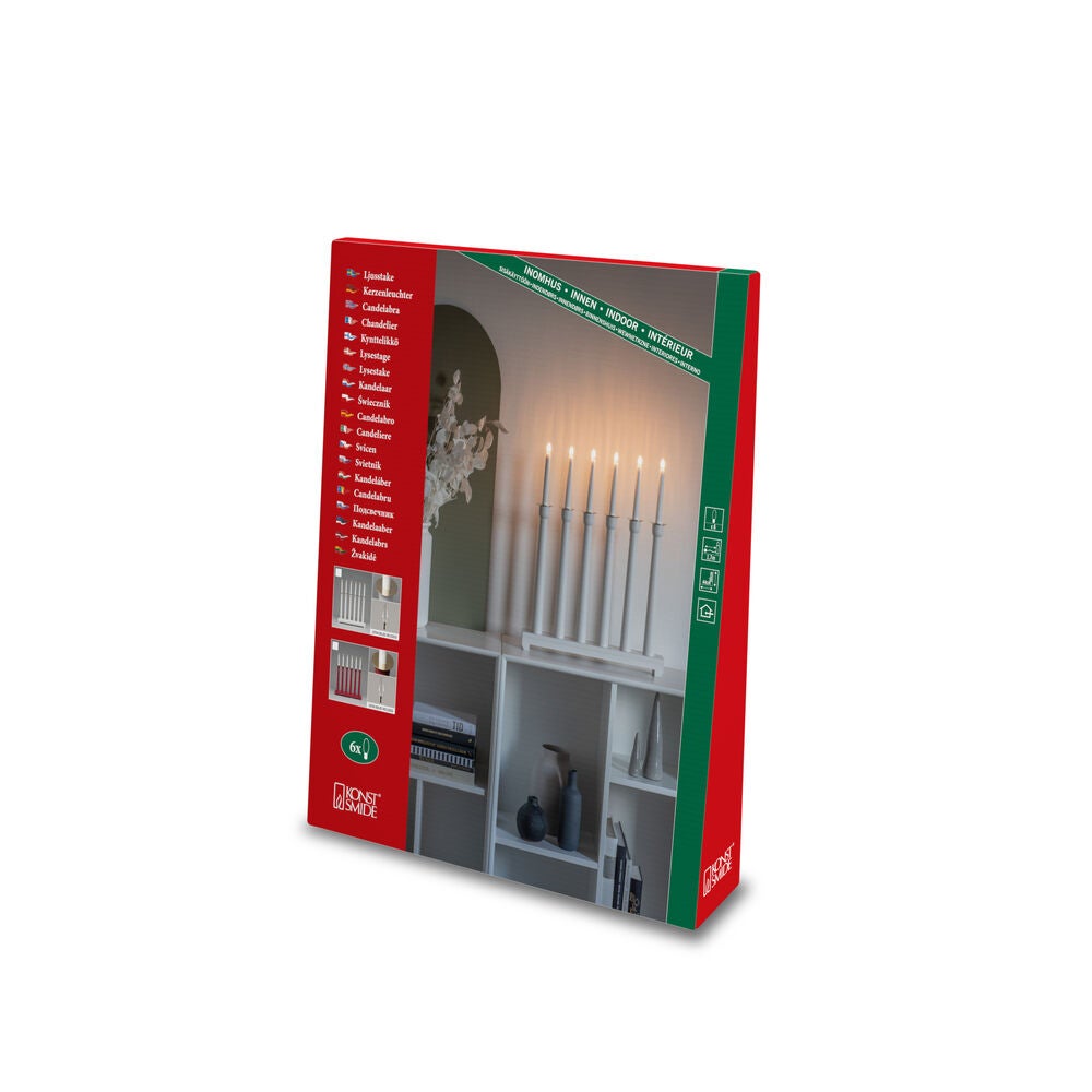 Elljusstake 6 ljus trä röd