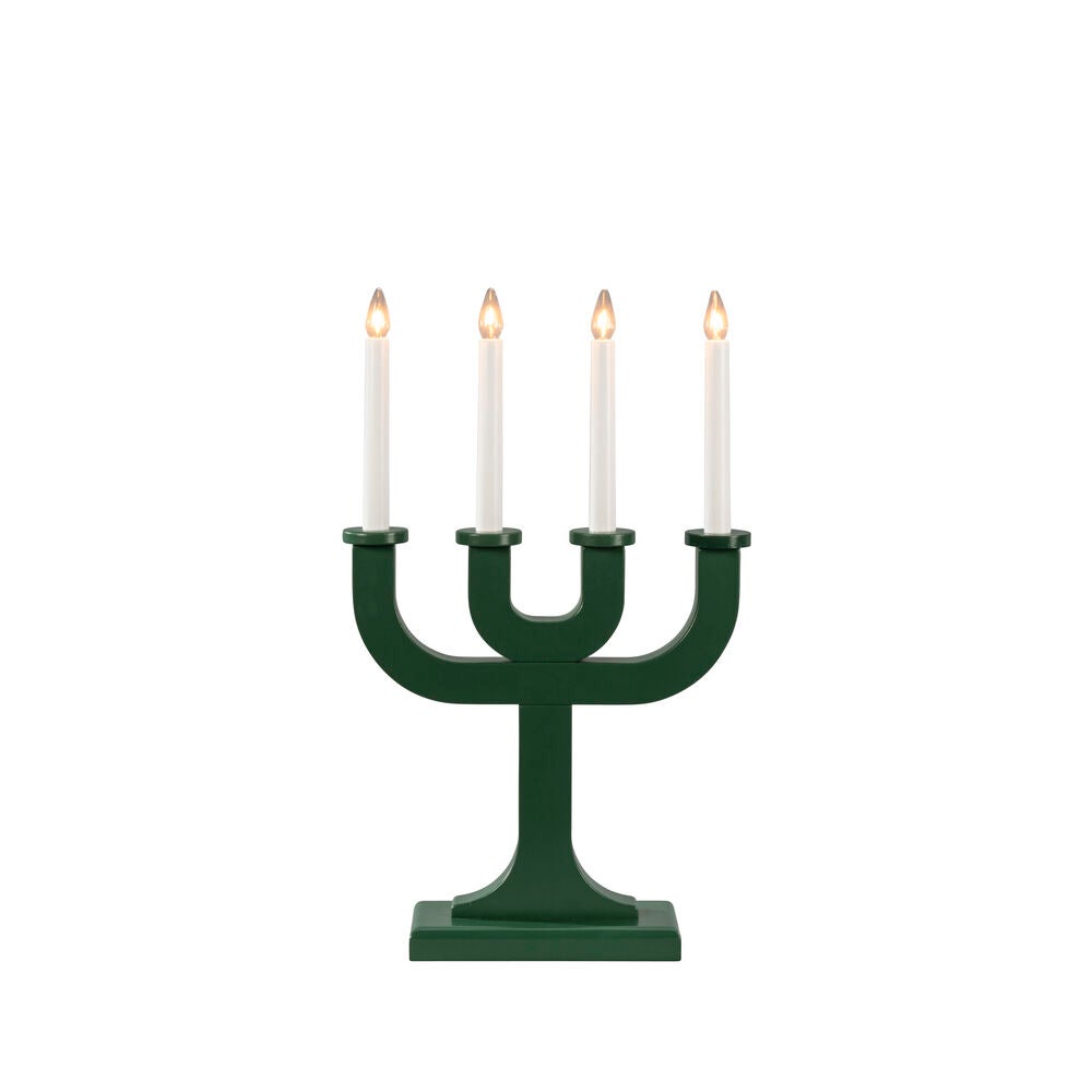 Elljusstake 4 ljus trä grön