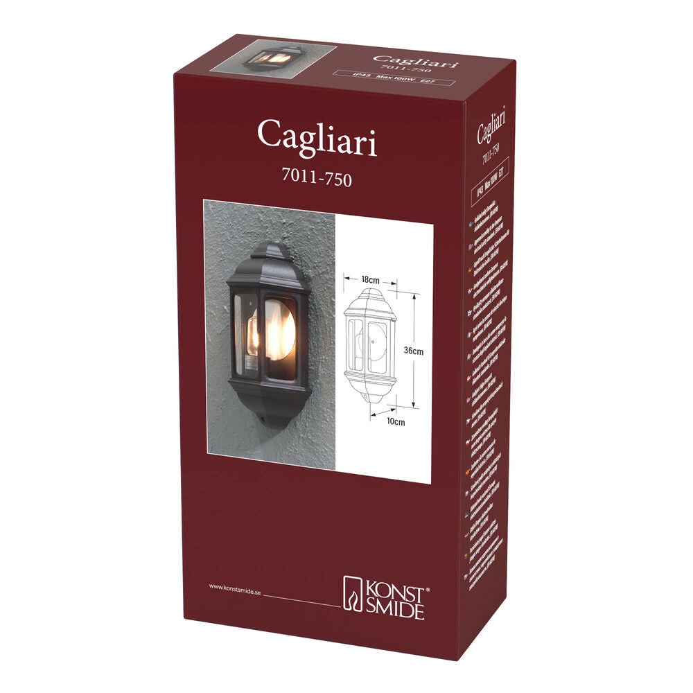 Cagliari väggplafond E27 svart