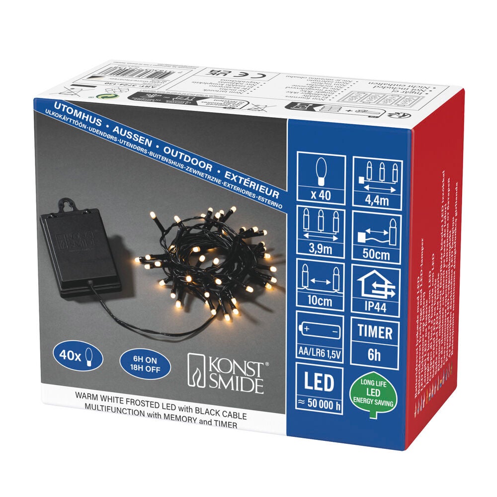 Slinga 40 varmvita LED frostad