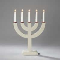 Elljusstake 5 ljus trä beige