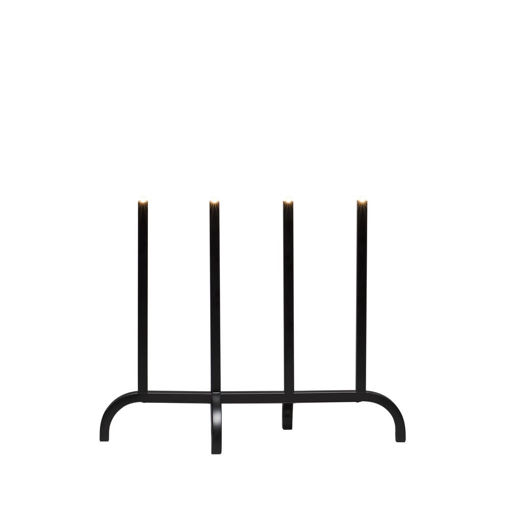 Elljusstake 4 ljus met. svart