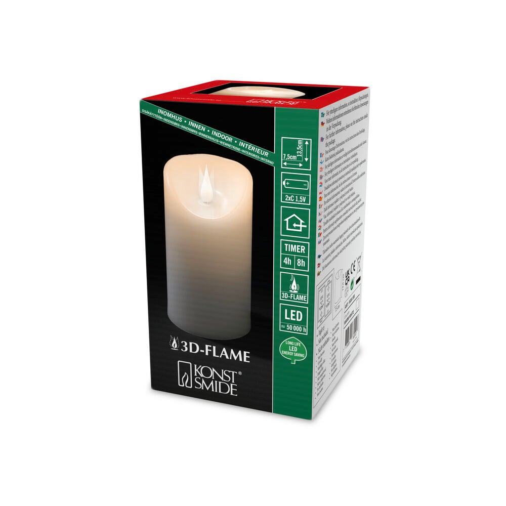 Vaxljus 7,6x12,7cm LED vit