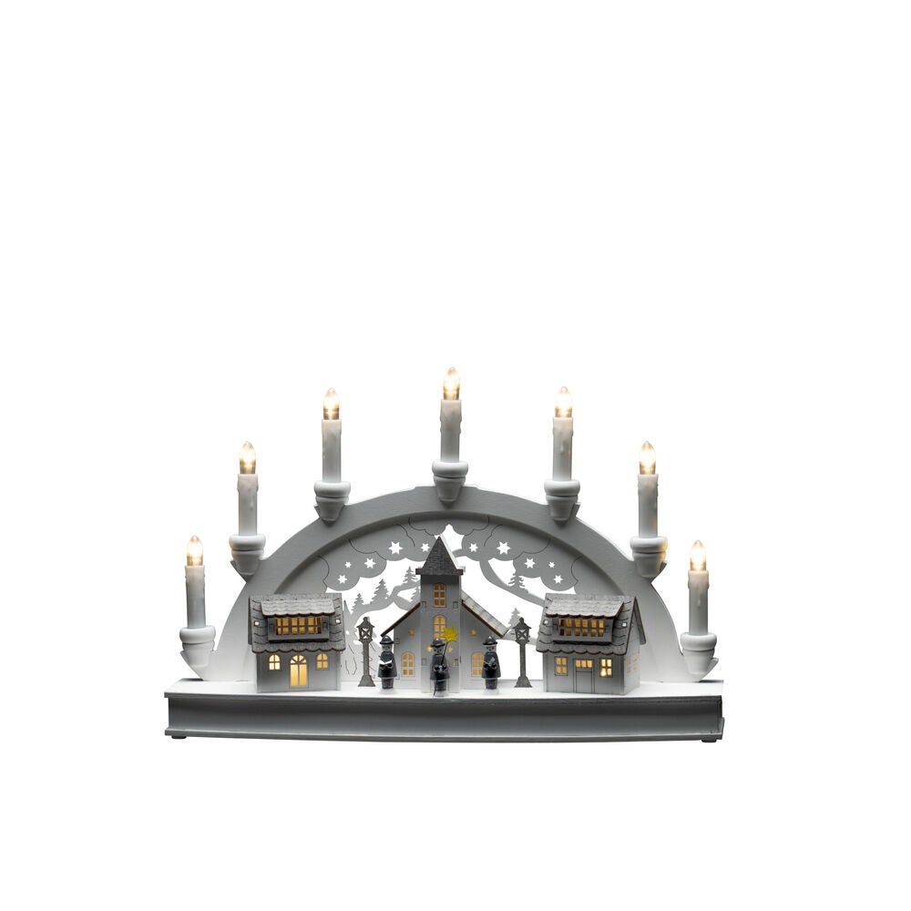 B/O Siluett Hus trä 10 LED