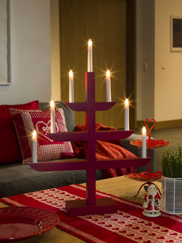 7 Bulb Candlestick, Red