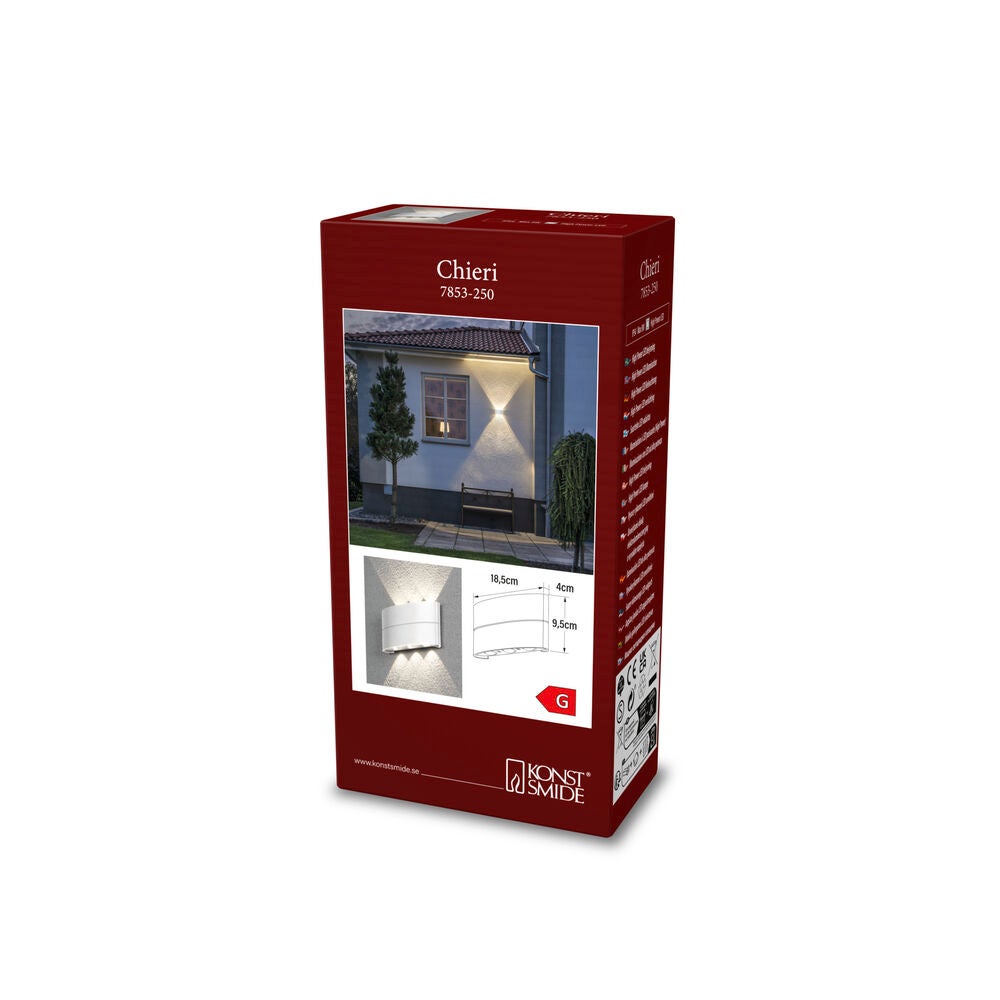 Chieri vägglykta 8W LED vit