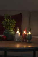 Elljusstake 3 ljus trä LED