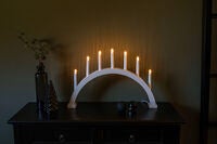 Elljusstake båge 7 ljus vit