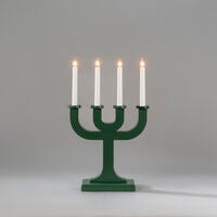 Elljusstake 4 ljus trä grön