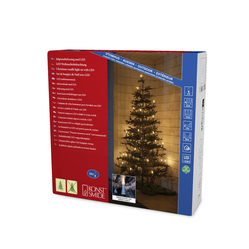 Julgransbelysning 16 LED ute