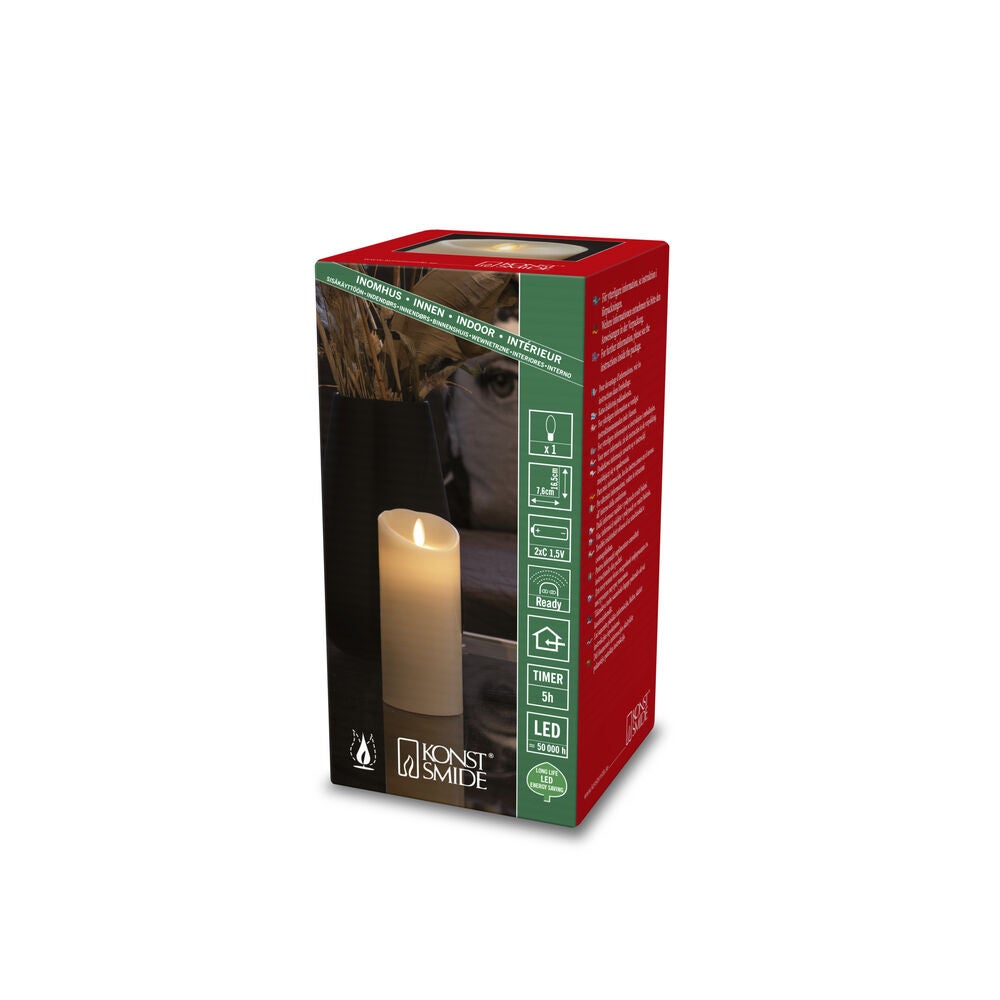 LED Echtwachsk. cr.weiss, w.w.