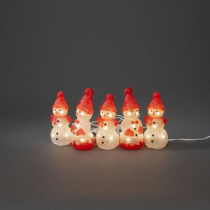LED Acryl Schneemann, 5er-Set