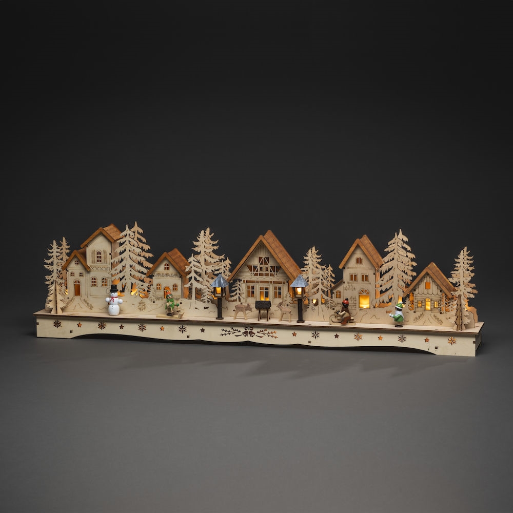 LED Holzsilhouette, Dorf | Adventskalender zum Befüllen