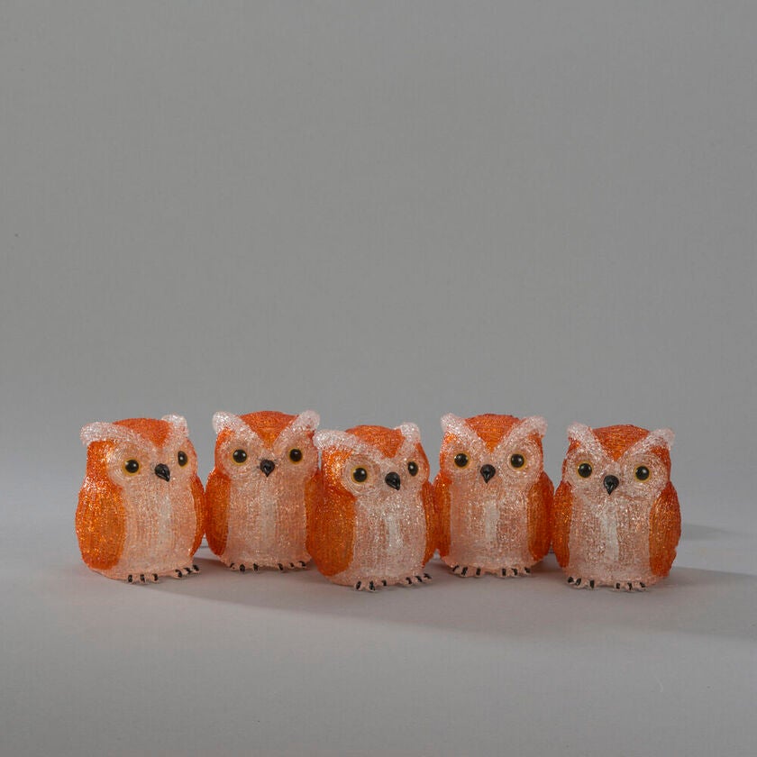 Akryl ugglefamilj 5/set 40LED