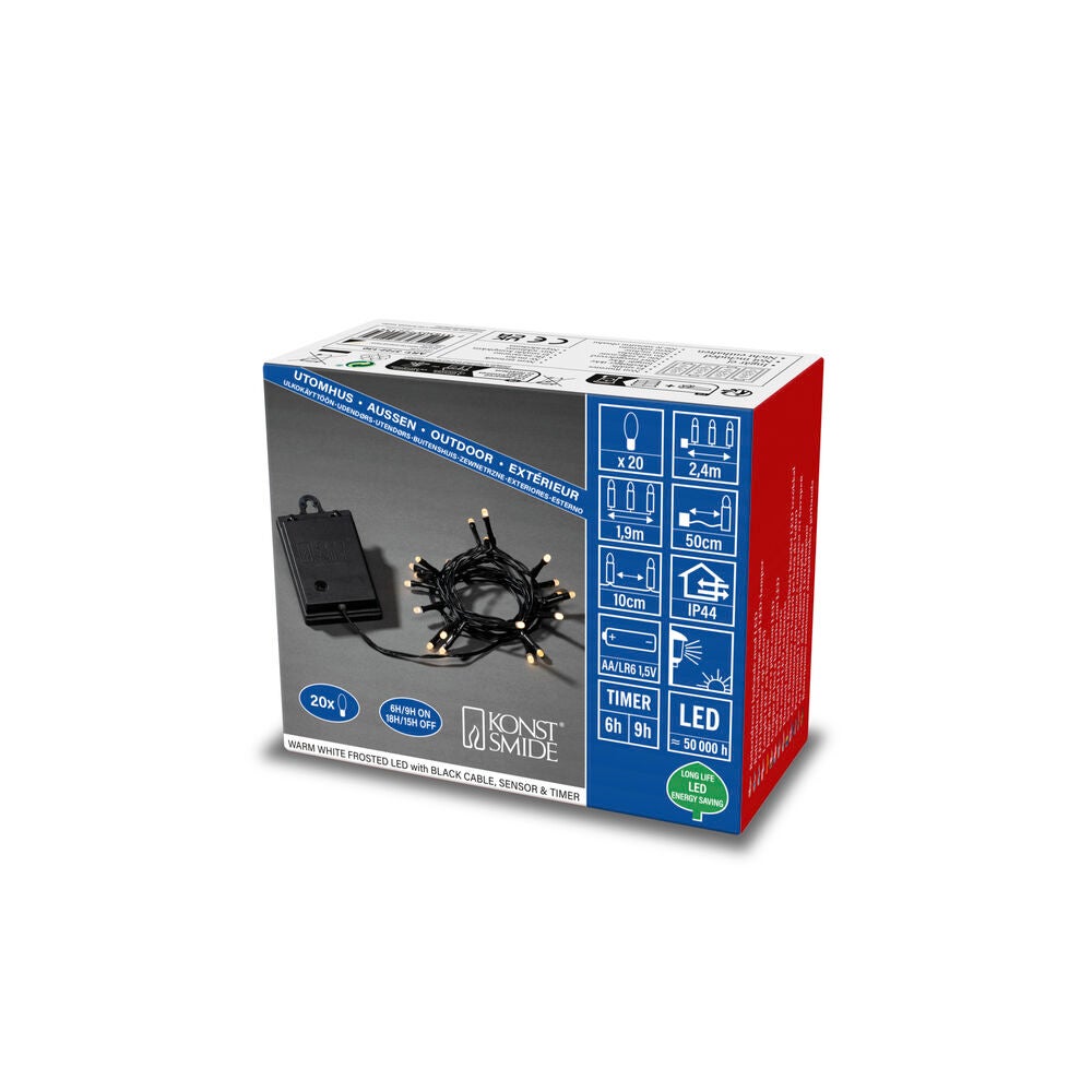 Slinga 20 varmvita LED frostad