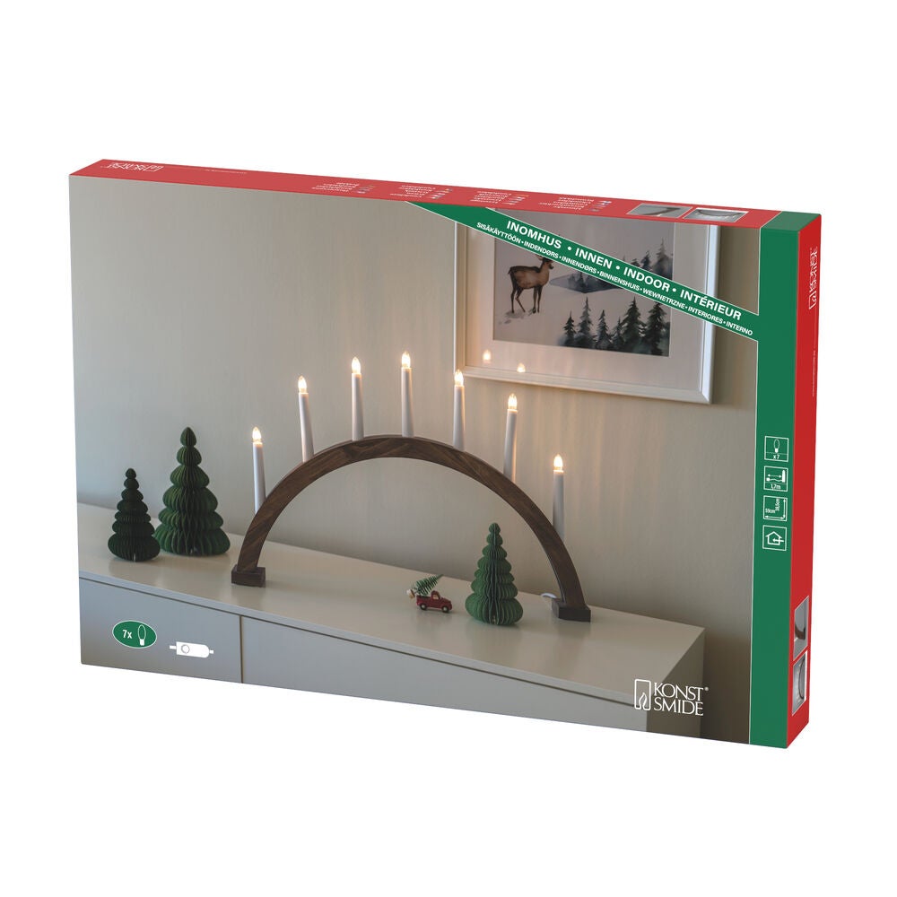 Ljusstake båge 7 ljus brunbets