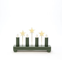 Elljusstake 4 ljus trä grön