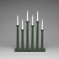 Elljusstake 6 ljus trä grön