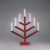 Holzleuchter Holz 7 Lampen Rot