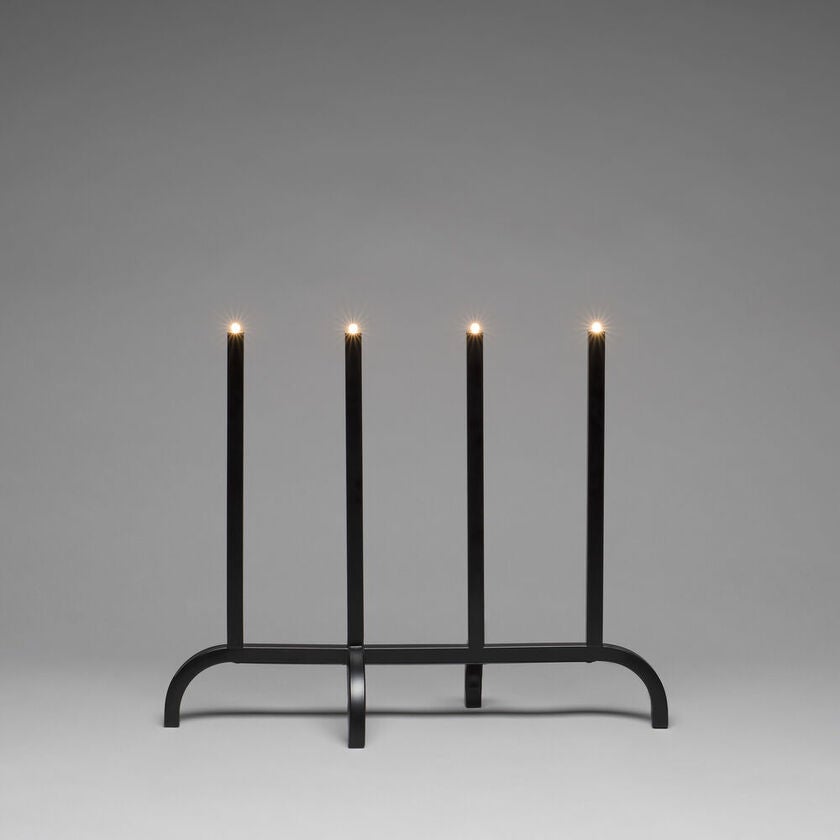 Elljusstake 4 ljus met. svart
