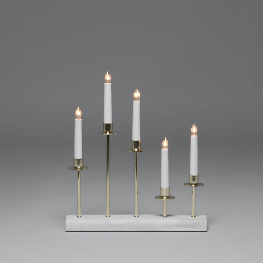 5 Bulb Metal Candlestick White