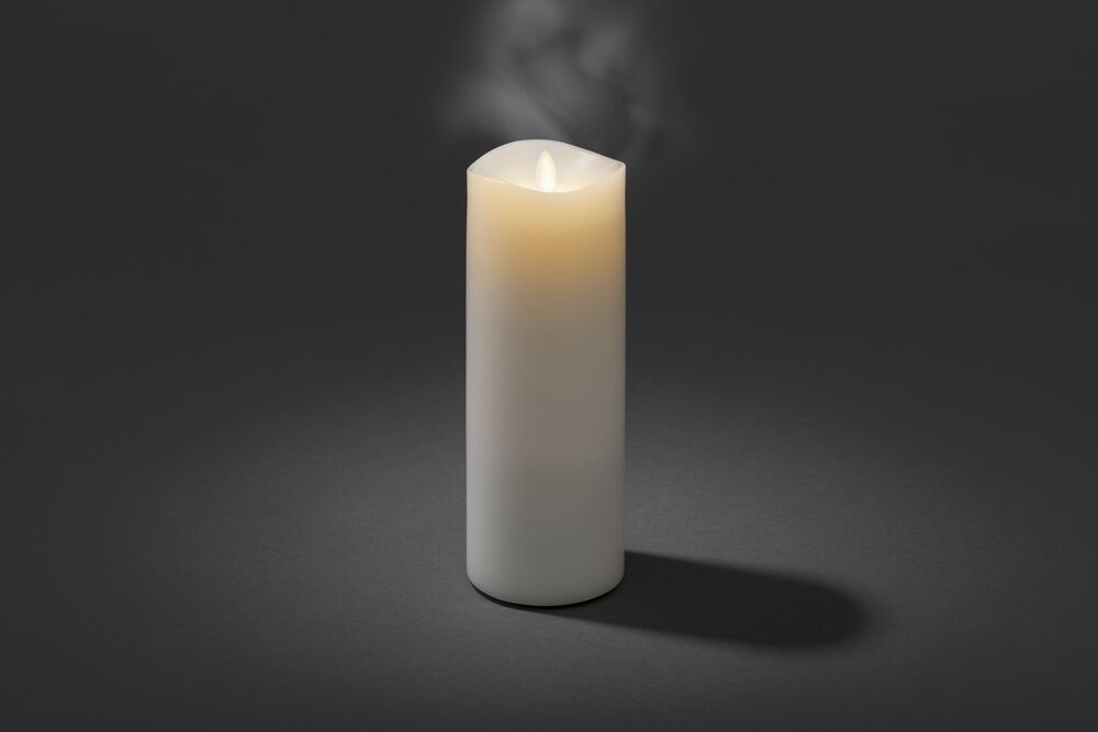 LED Echtwachskerze, weiss,
