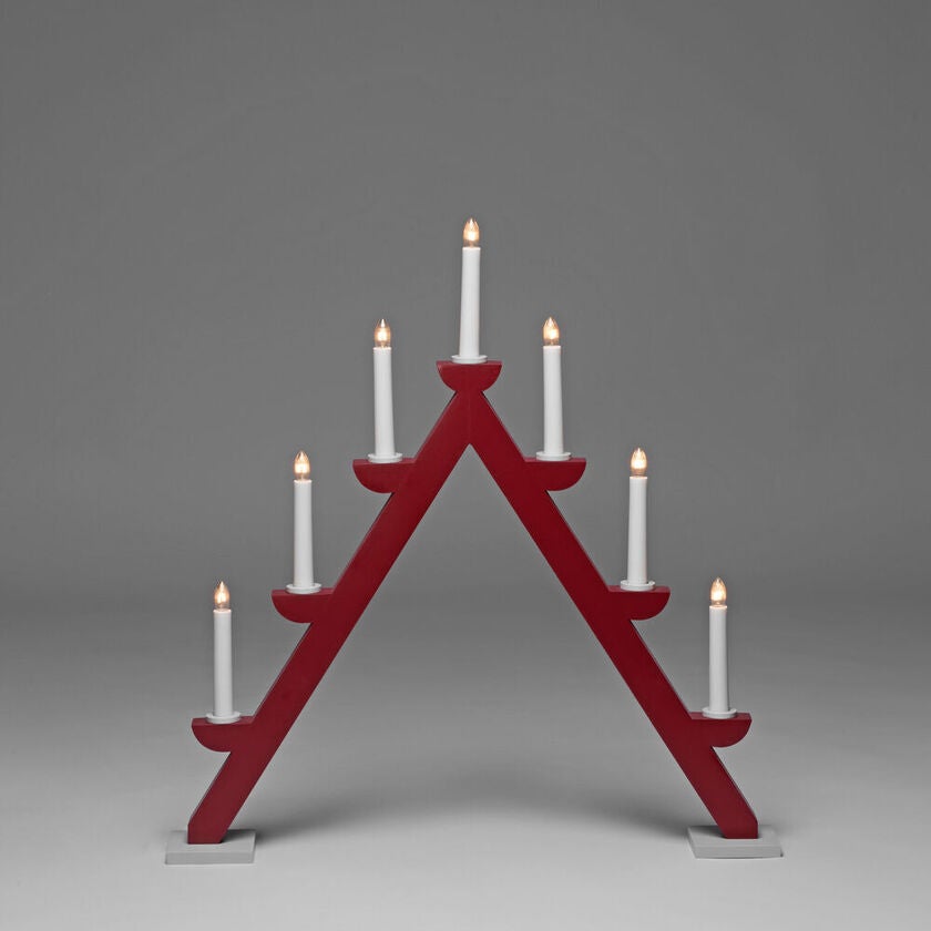 Candlestick wood 7bulbs, red