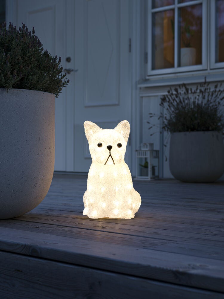 Sittande hund akryl 33cm Led