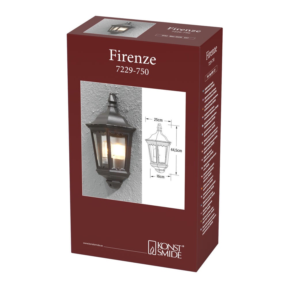 Firenze väggplafond E27 svart