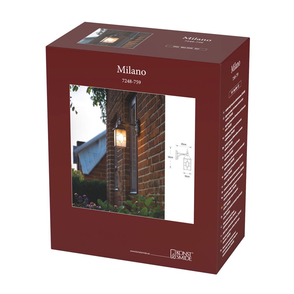 Milano vägglykta ned E27