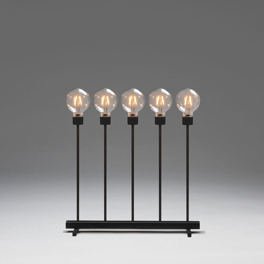 Elljusstake 5 ljus met. svart