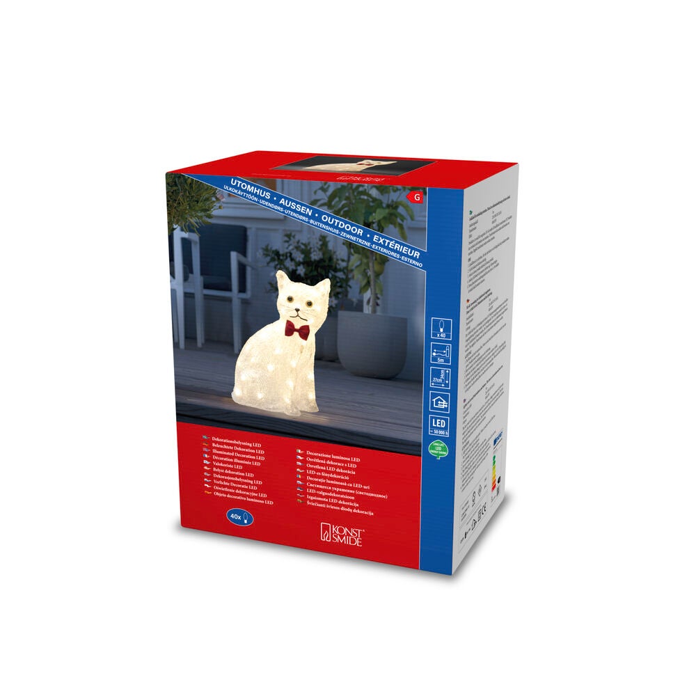 Sittande katt akryl 34cm Led