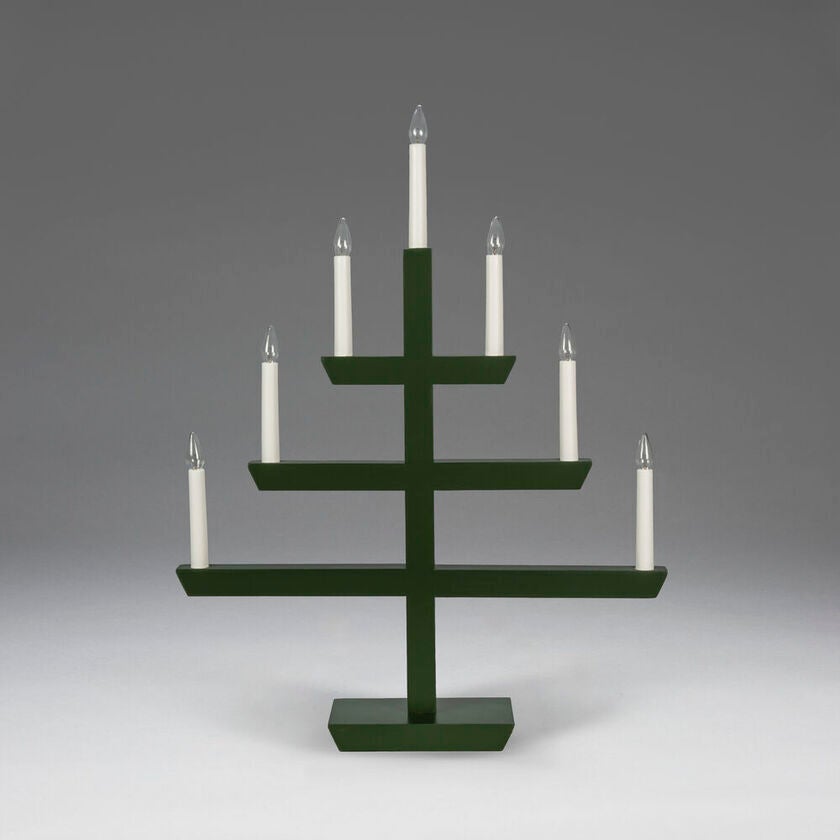 Träljusstake 7 lampor Grön 