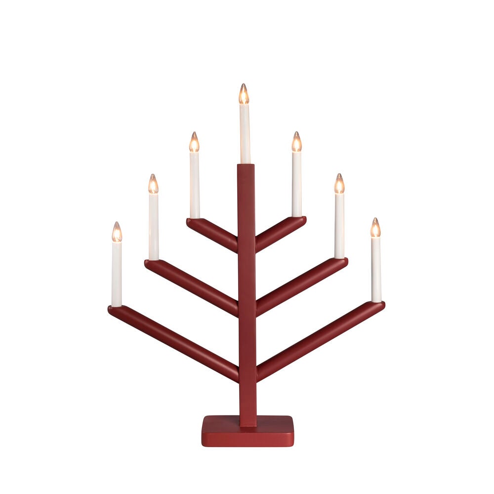 Holzleuchter Holz 7 Lampen Rot
