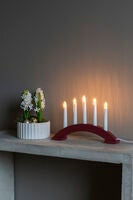 Elljusstake 5 ljus trä röd