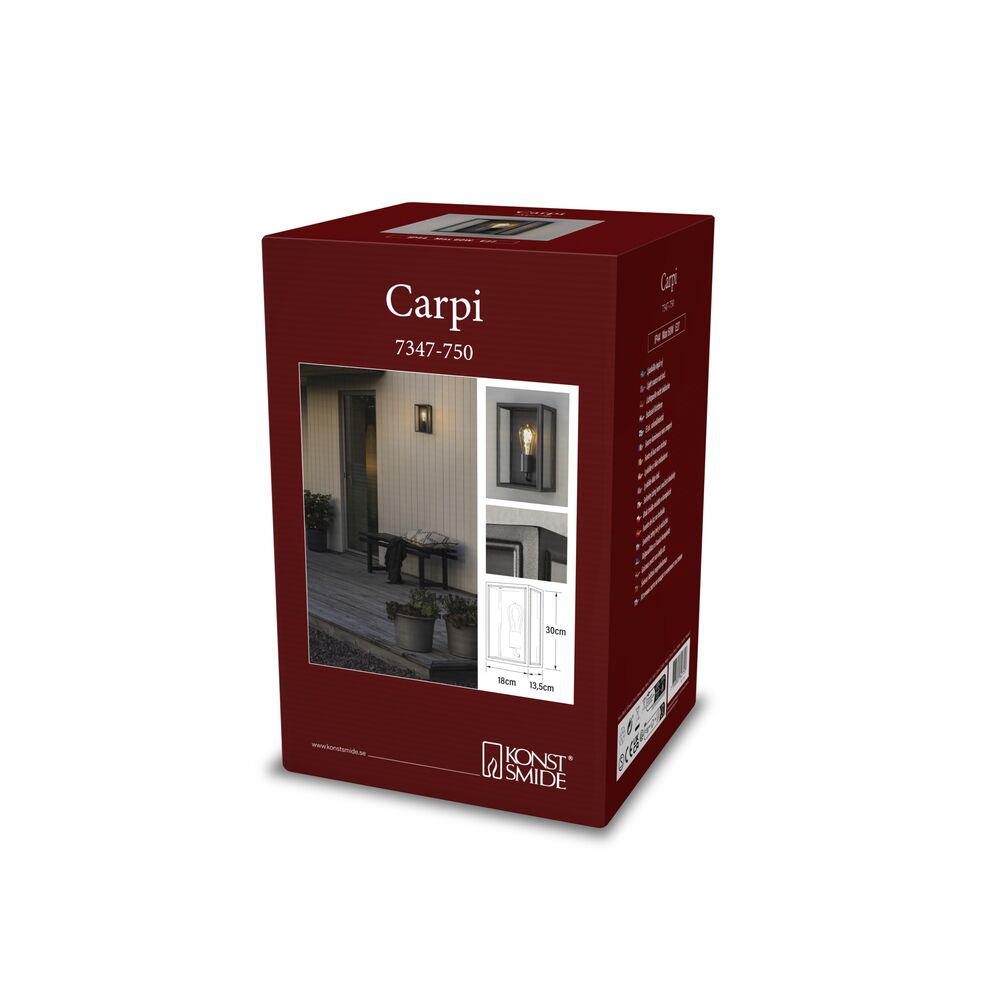 Carpi vägglykta M svart E27 