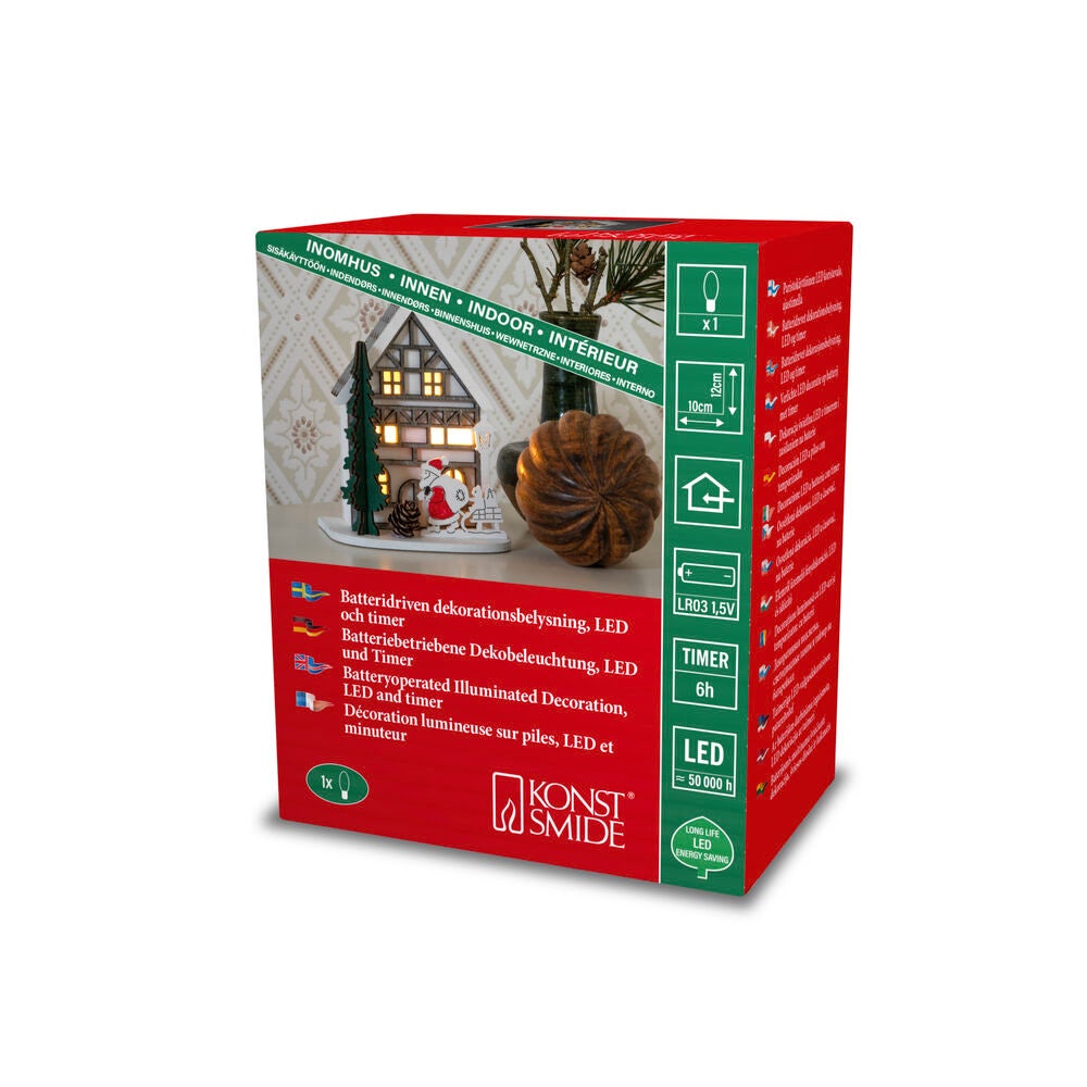 B/O Siluett Hus trä 1 LED