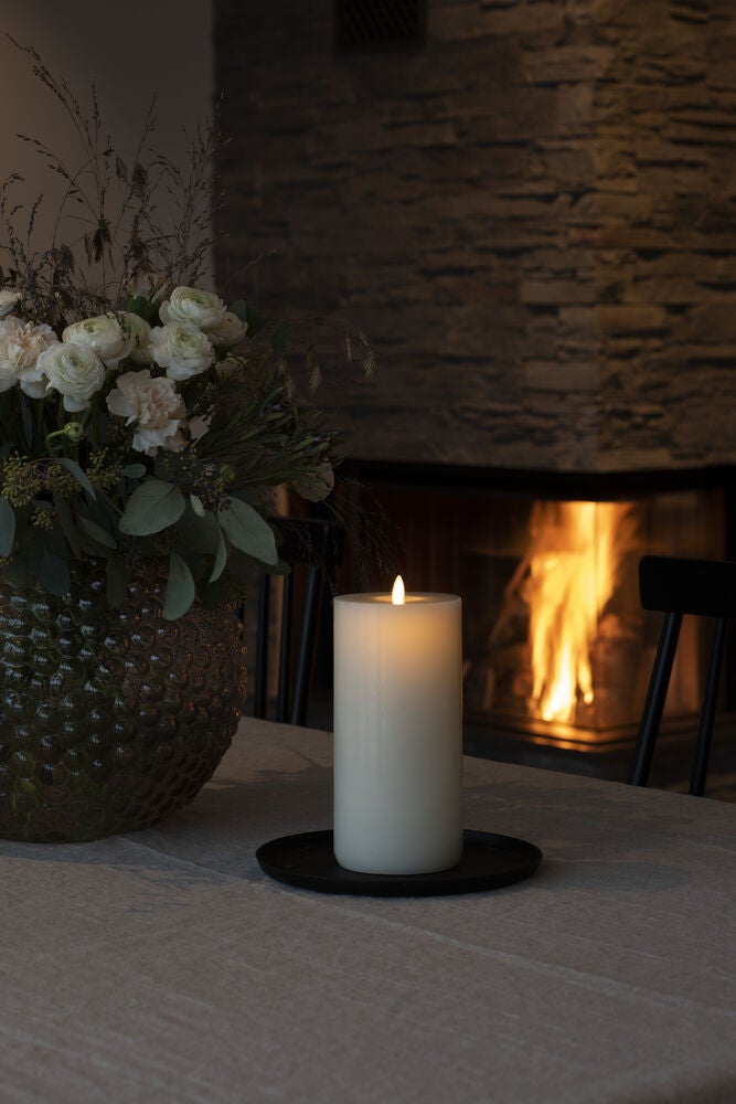 LED Echtwachsk. cr.weiss, w.w.