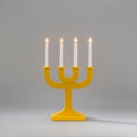 Elljusstake 4 ljus trä gul